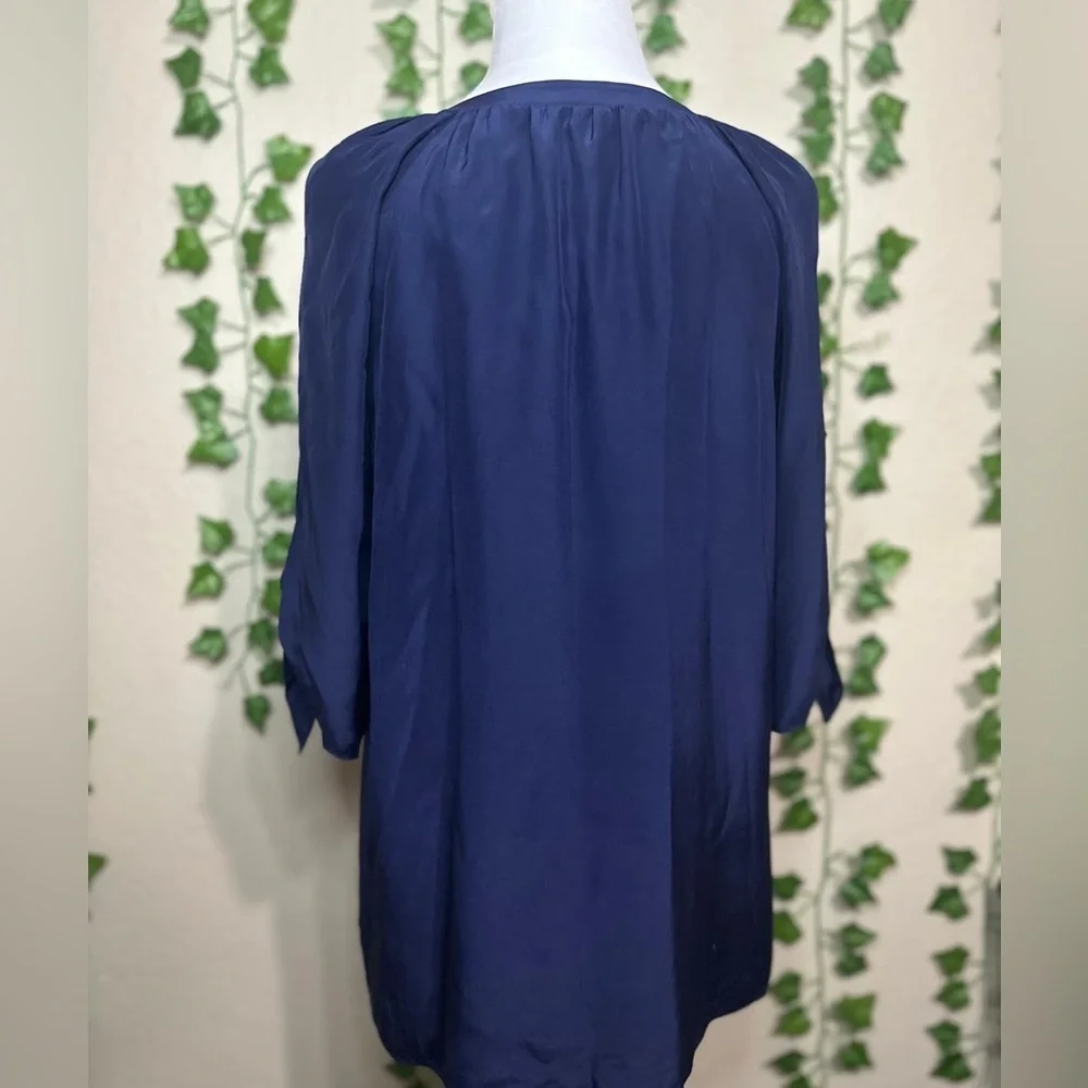 Lilly Pulitzer Bryce Top True Navy 100% Silk Size Small